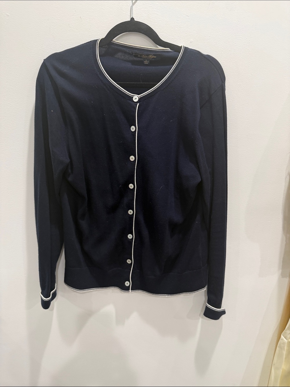 Brooks Brothers Navy Cardigan with White Trim